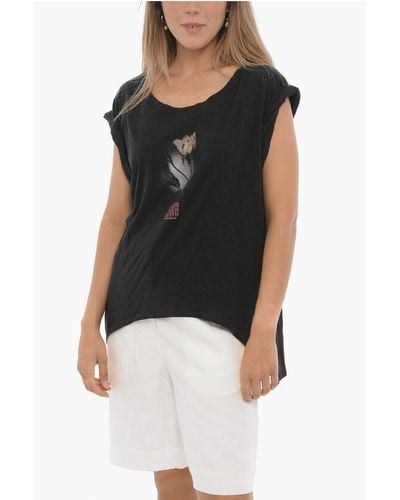 AllSaints Sleeveless Asymmetrical Midnight Sanza T-Shirt - Black