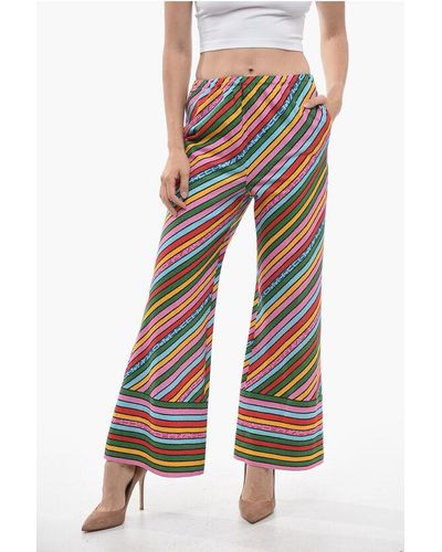 Gucci Cropped Fit Linen Trousers With Transversal Stripe Motif - Multicolour