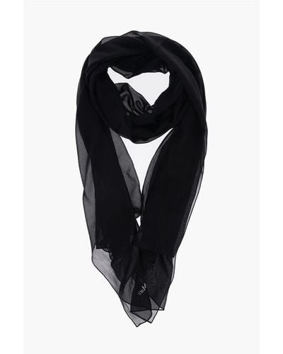 Max Mara Sfilata Solid Colour Silk Saleunito Foulard With Contrasting - Black