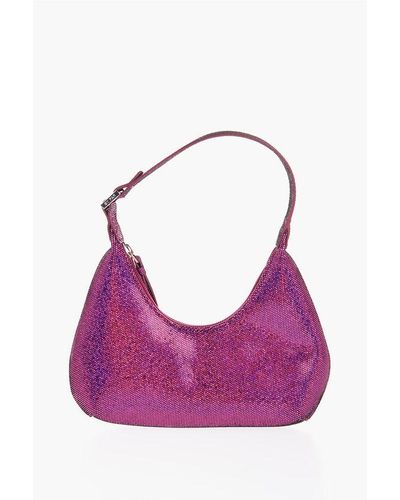 BY FAR Metallic Soft Leather Mini Amber Shoulder Bag - Pink