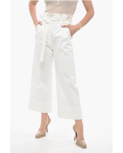 Max Mara Cropped Fit Nigella Trousers With Candy Design - White
