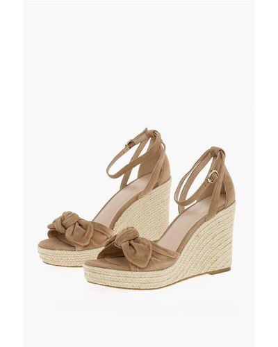 Kate Spade Twisted Leather Tianna Sandals With Wedge 11 Cm - Natural