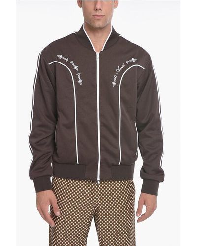 Amiri Zip-Up Sweatshirt With Contrasting Embroidery - Brown