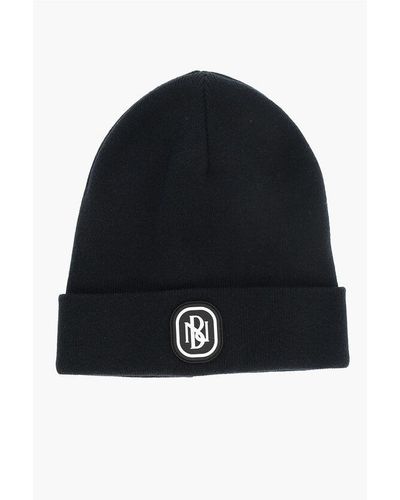 Neil Barrett Cotton And Cashmere Beanie With Embossed Monogram - Black