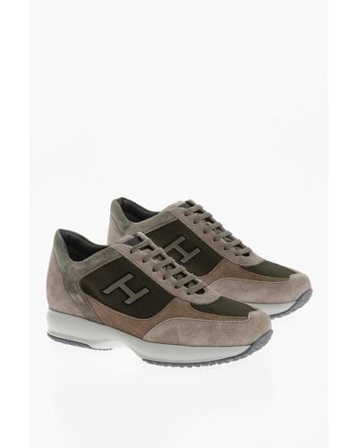 Hogan Mesh And Suede Interactive Low-Top Trainers - Brown