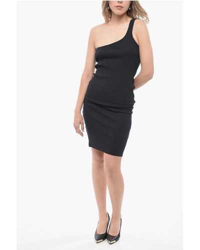 Isabel Marant Ribbed Cotton Tamaki Midi Dress With One-Shoulder Design - Black