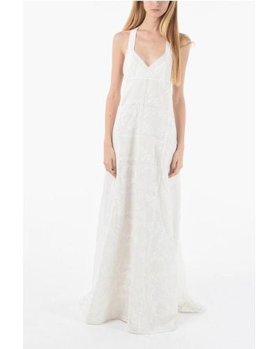 Chloé Silk And Cotton-Voile Maxi Dress With Broderie Anglais Motif - White