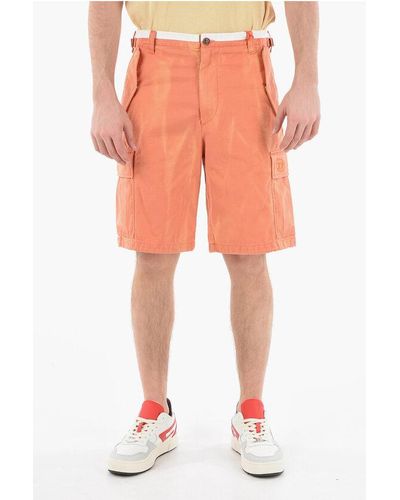 DIESEL Cotton P-Atlan Cargo Shorts With Belt Loops - Red