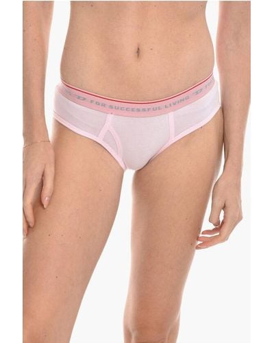 DIESEL Set 3 Pairs Of Stretch Cotton Briefs With Logoed Elastic Ban - Pink