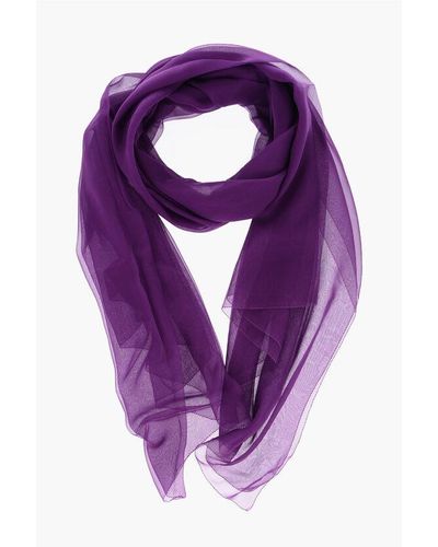 Max Mara Solid Colour Silk Riviera Foulard - Purple