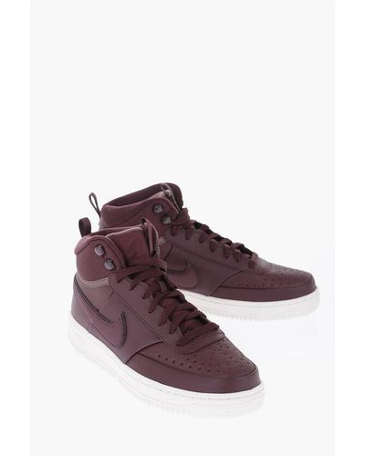 Nike Leather And Fabric Court Vision Mid Wntr High-Top Trainers - Purple