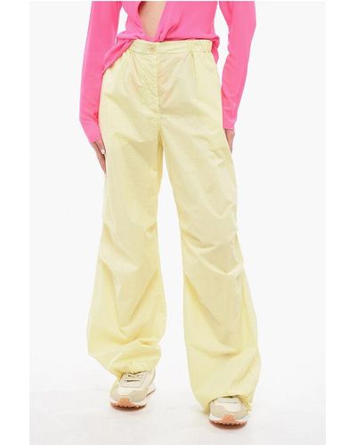 Aspesi Cotton Trousers With Ankle Strings - Yellow
