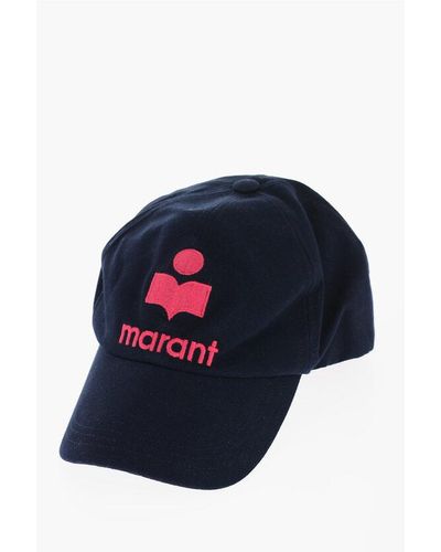 Isabel Marant Cotton Cap With Contrast Embroidery-Logo - Blue