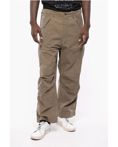 1989 STUDIO Solid Colour Cargo Trousers - Natural