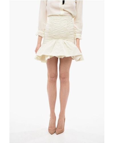 Patou Ruched Miniskirt With Ruffles - Natural