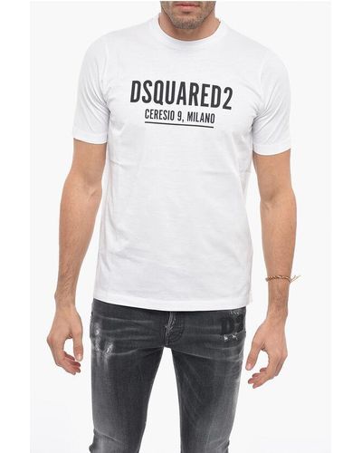 DSquared² Crew Neck Ceresio 9 T-Shirt With Printed Logo - White