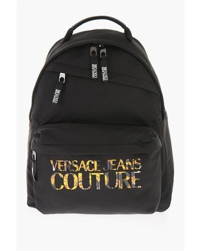 Versace Jeans Couture Solid Colour Backpack With Embossed Iconic Logo Size Unic - Black