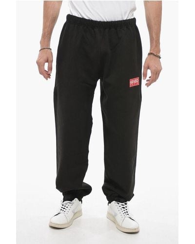 KENZO Embroidered Logo Brushed Cotton Classic Joggers - Black