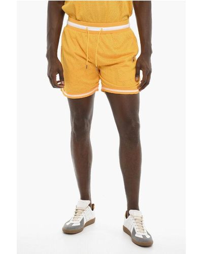 BEL-AIR ATHLETICS Perforated Basketball Shorts With Drawstring Waist - Yellow