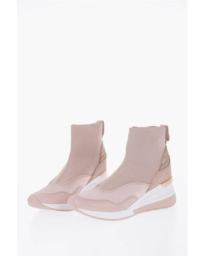 Michael Kors Solid Colour Fabric Swift Sock Trainers With Leather Trims - Pink
