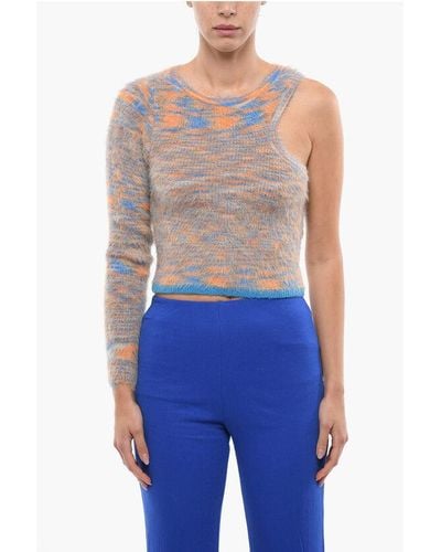 ANDERSSON BELL Two-Tone Asymmetrical Cut Crew-Neck Jumper - Blue