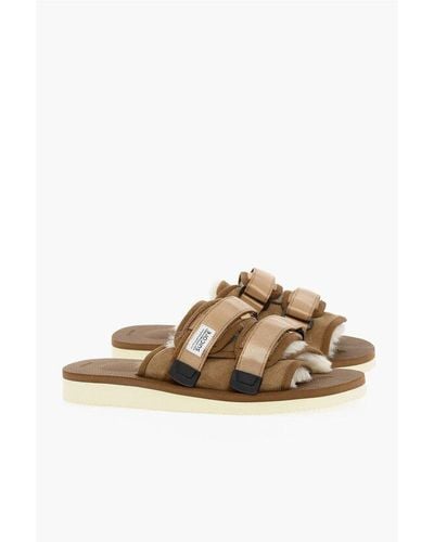 Suicoke Suede Sandals With Sharling Padding - Brown