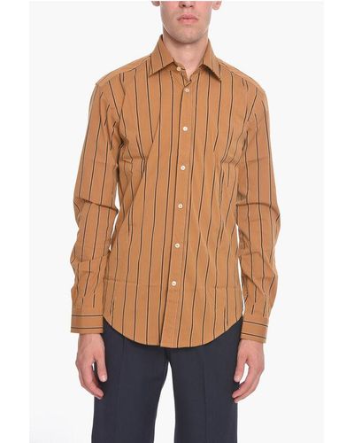 Brian Dales Striped Shirt With Spread Collar - Blue
