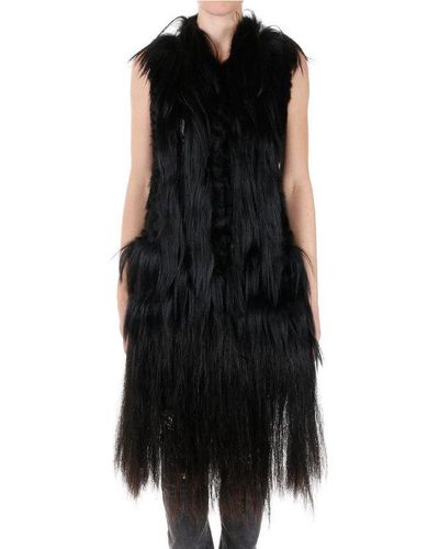 Maison Margiela Real Fur Sleeveless Coat - Black