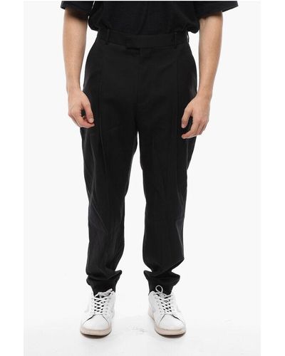 Alexander McQueen Tailored Wool Trousers With Knitted Cuffs - Black