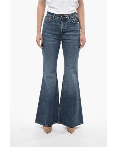 Chloé High-Waisted Flared Fit Denims With Belt Loops 34Cm - Blue