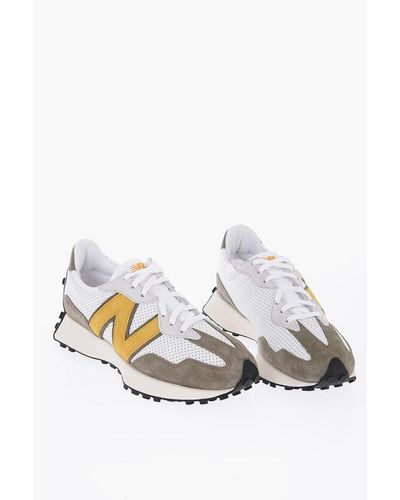 New Balance Two-Tone Low-Top Trainers With Suede Monogram - White