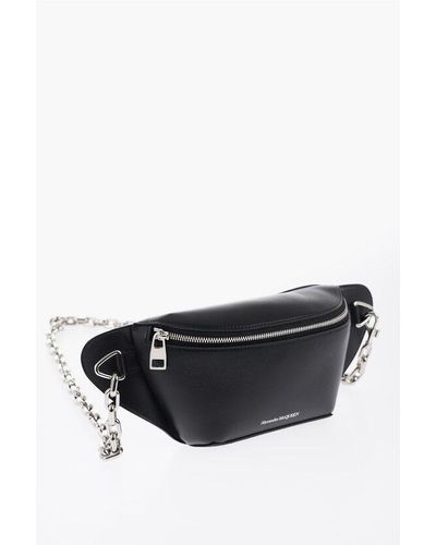 Alexander McQueen Leather Bum Bag With Chain Shoulder Strap - Black