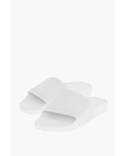 Maison Margiela Mm6 Solid Colour Slides With Embossed Logo - White