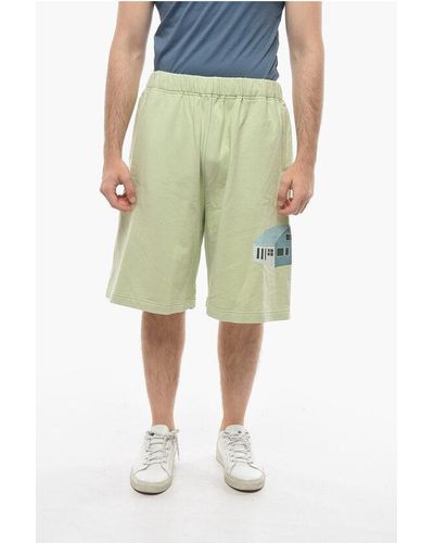 Undercover Drawstringed Shorts With Graphic Print - Green
