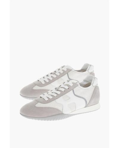 Hogan Two-Tone Lurex And Suede Olympia Low-Top Trainers - White