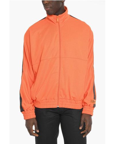 Heron Preston Standing Collar Zip-Ip Sweatshirt With Contrast Logoed Bands - Orange