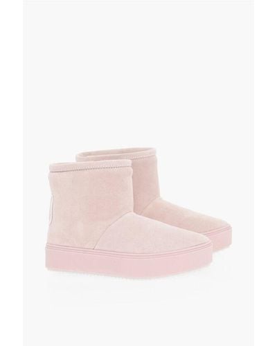 Chiara Ferragni Padded Eyelike Suede Boots With Embroidered Logo - Pink