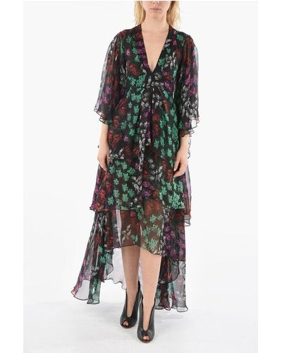 Rochas Layered Silk Dress With Jellyfish Print - Green