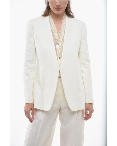 Chloé Buttonless Linen Blazer With Back Split - White
