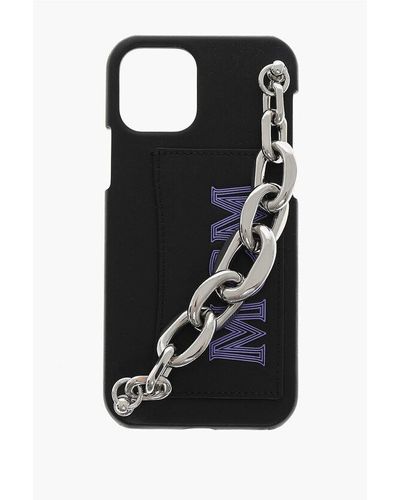 MCM Cover For Iphone 12/12 Pro With Chain Embellishment - Black