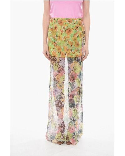 Dries Van Noten Floral Printed Silene Silk Skirt - Multicolour