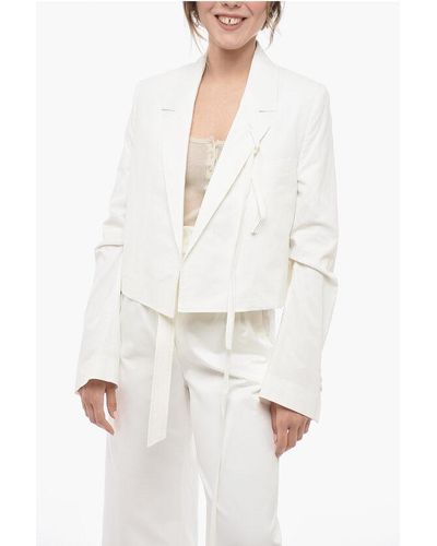 Ann Demeulemeester Cotton Cropped Fit Inge Blazer With Notch Lapel - White