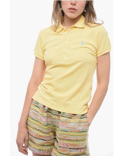 Polo Ralph Lauren Piquet Cotton Slim Fit Polo Shirt With Embroidered Logo - Yellow