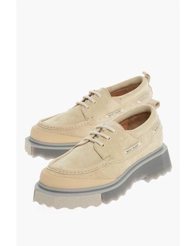 Off-White c/o Virgil Abloh Suede Leather Boatshoe Low-Top Trainers - Natural
