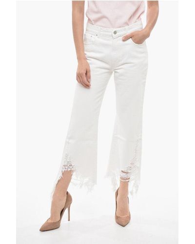 Stella McCartney Cropped Fit Denims With Distressed Bottom 24Cm - White