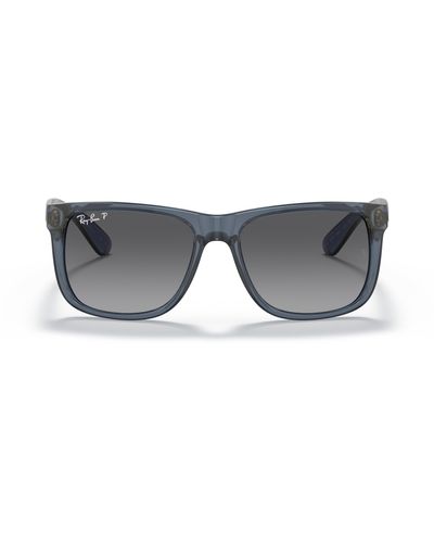Ray-Ban Justin Classic Sunglasses Transparent Blue Frame Gray Lenses Polarized 54-16 - Black