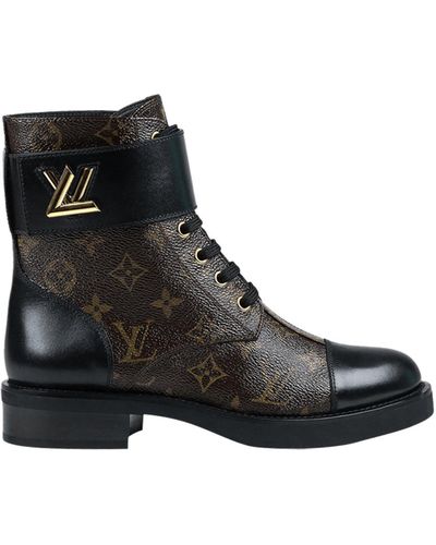 Louis Vuitton Monogram Canvas and Black Leather Beaubourg Ankle Boots Size  8385  Yoogis Closet