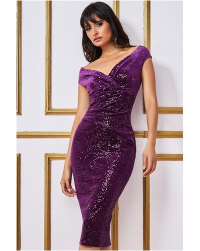 Elegant Purple Dresses Sleeves | Purple Long Sleeve Velvet Dress - Collar  Long Sleeve - Aliexpress