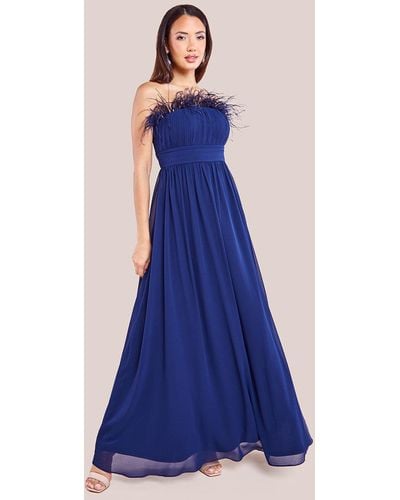 Goddiva Bridesmaids Chiffon Maxi Dress - Blue