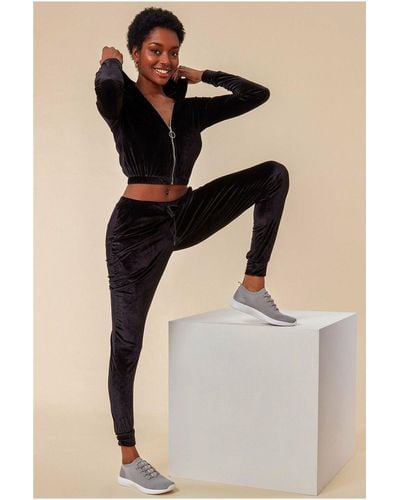 Cosmochic Cuffed Ankle Velour Tracksuit - Black
